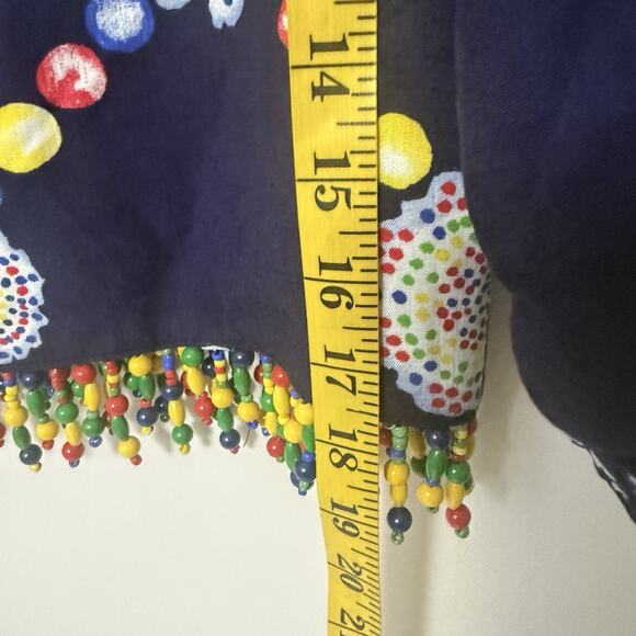 Platinum Dorothy Schoelen Blue Beaded Lagen Art Crop Blazer Jacket Small - Picture 9 of 10